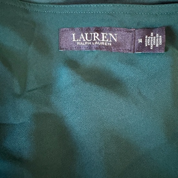 Lauren Ralph Lauren One Shoulder Green Satin Dress Size 14 - Picture 5 of 14
